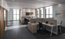 Load image into Gallery viewer, open plan workstations natural finish laminate panel cubicles modern