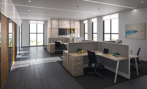 open plan workstations natural finish laminate panel cubicles modern