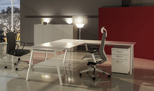 modern L shape desk in white finish