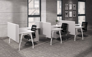 workstations in open plan office environment