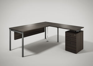 L shape modern desk back view