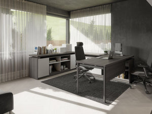 modern office desk with mocha finish